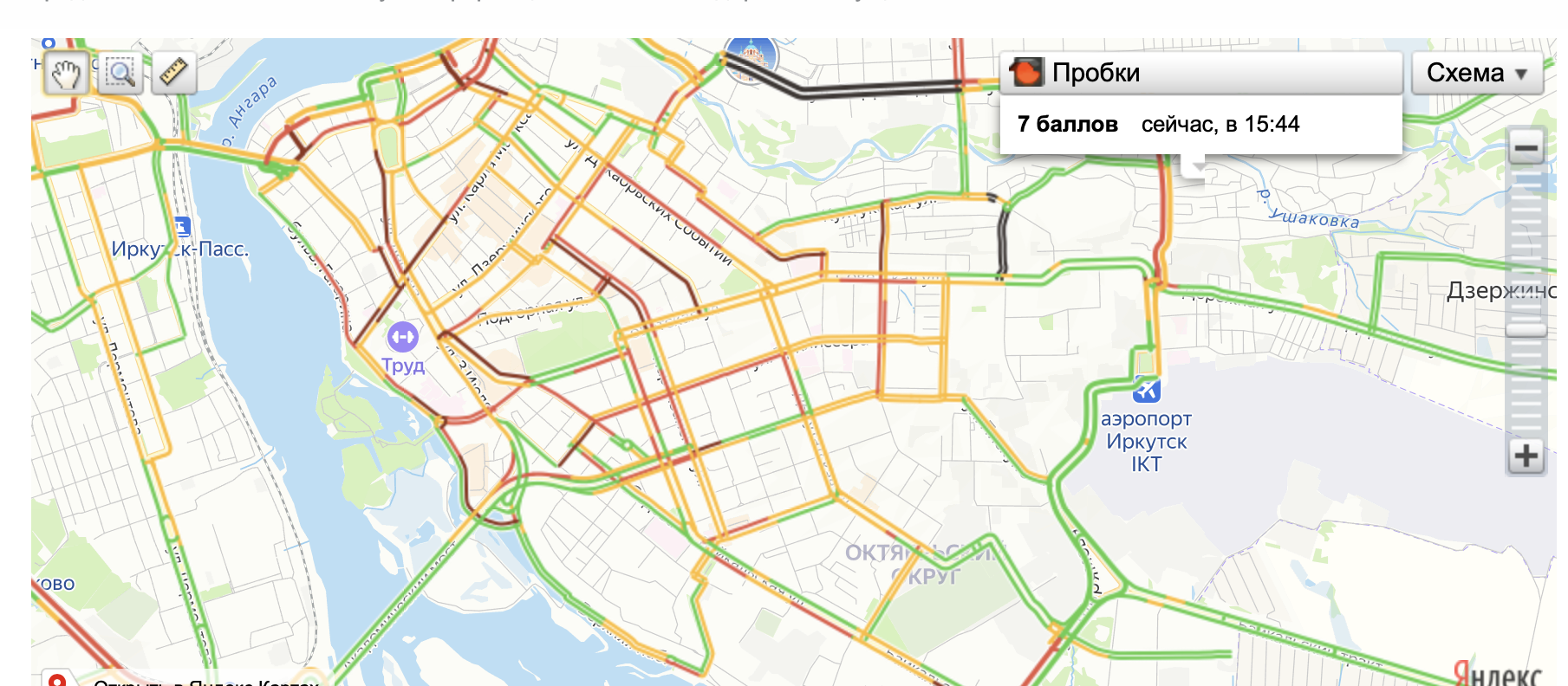 Иркутск встал в семибалльных пробках
